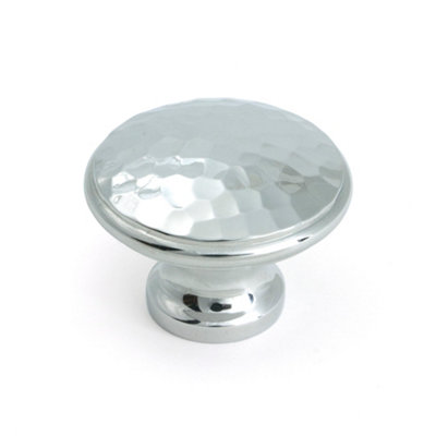 From The Anvil Polished Chrome Hammered Cabinet Knob - Large
