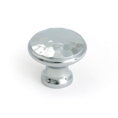 From The Anvil Polished Chrome Hammered Cabinet Knob - Medium