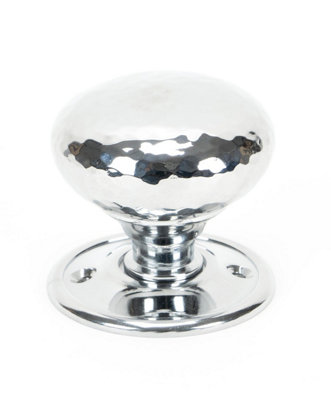 From The Anvil Polished Chrome Hammered Mushroom Mortice/Rim Knob Set