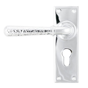 From The Anvil Polished Chrome Hammered Newbury Lever Euro Lock Set