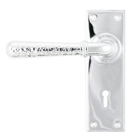From The Anvil Polished Chrome Hammered Newbury Lever Lock Set