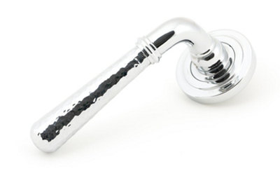 From The Anvil Polished Chrome Hammered Newbury Lever on Rose Set (Art Deco)