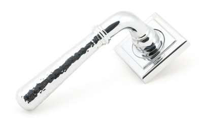 From The Anvil Polished Chrome Hammered Newbury Lever on Rose Set (Square) - Unsprung