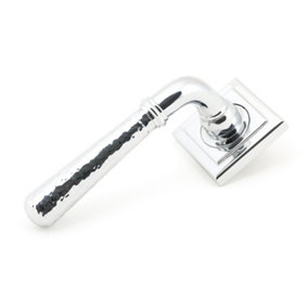 From The Anvil Polished Chrome Hammered Newbury Lever on Rose Set (Square) - Unsprung