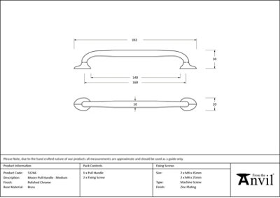 From The Anvil Polished Chrome Moore Pull Handle - Medium