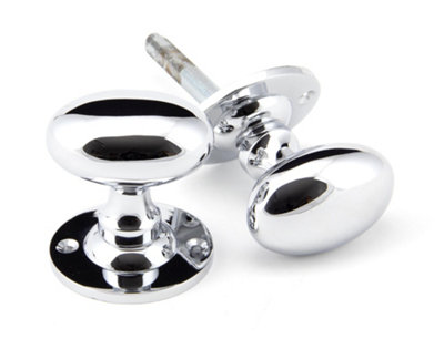 From The Anvil Polished Chrome Oval Mortice/Rim Knob Set