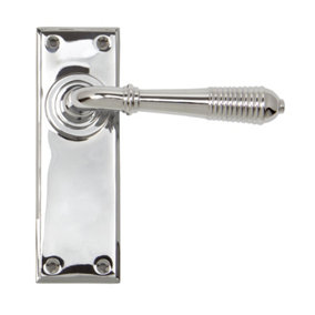 From The Anvil Polished Chrome Reeded Lever Latch Set
