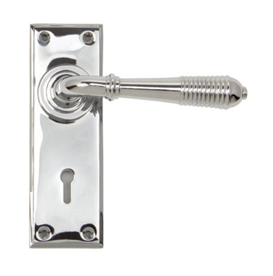 From The Anvil Polished Chrome Reeded Lever Lock Set