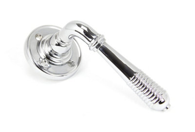 From The Anvil Polished Chrome Reeded Lever on Rose Set - Unsprung