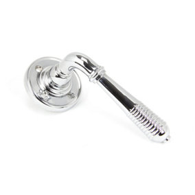 From The Anvil Polished Chrome Reeded Lever on Rose Set - Unsprung