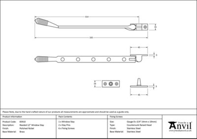 From The Anvil Satin Chrome 12Inch Cast Pear Drop Stay - Fixings Warehouse