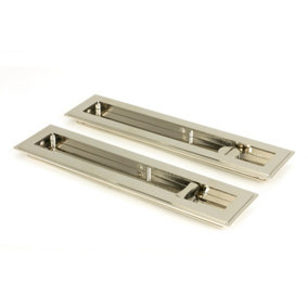 From The Anvil Polished Nickel 250mm Art Deco Rectangular Pull -Privacy Set