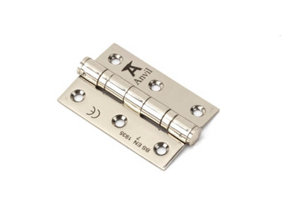 From The Anvil Polished Nickel 3 Inch Ball Bearing Butt Hinge (pair) ss