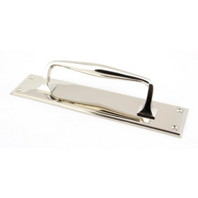 From The Anvil Polished Nickel 300mm Art Deco Pull Handle on Backplate