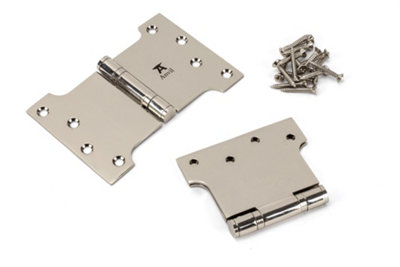 From The Anvil Polished Nickel 4 Inch x 4 Inch x 6 Inch  Parliament Hinge (pair) ss