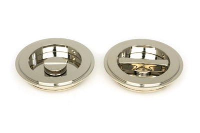 From The Anvil Polished Nickel 75mm Art Deco Round Pull - Privacy Set
