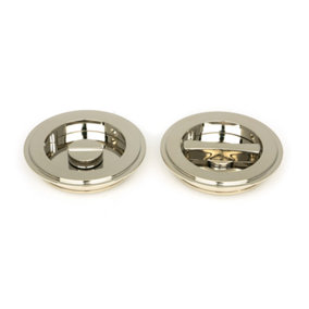 From The Anvil Polished Nickel 75mm Art Deco Round Pull - Privacy Set