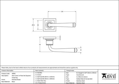 From The Anvil Polished Nickel Avon Round Lever on Rose Set (Square) - Unsprung