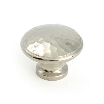 From The Anvil Polished Nickel Hammered Cabinet Knob - Large