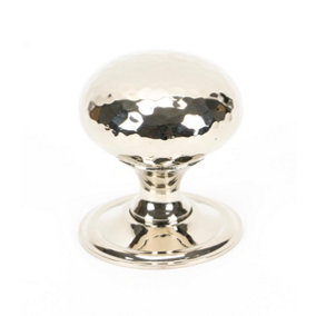 From The Anvil Polished Nickel Hammered Mushroom Cabinet Knob 38mm