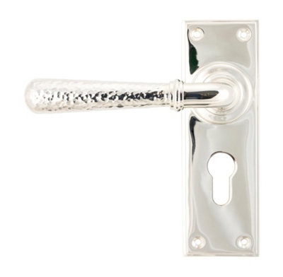 From The Anvil Polished Nickel Hammered Newbury Lever Euro Lock Set