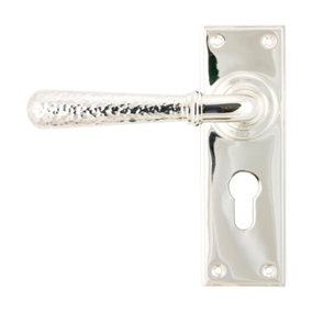 From The Anvil Polished Nickel Hammered Newbury Lever Euro Lock Set