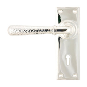 From The Anvil Polished Nickel Hammered Newbury Lever Lock Set