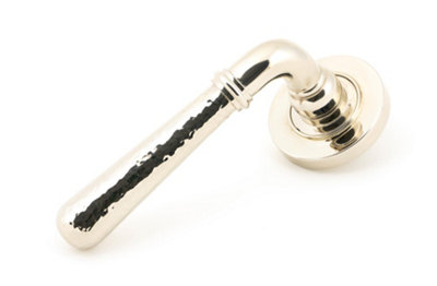 From The Anvil Polished Nickel Hammered Newbury Lever on Rose Set (Plain)