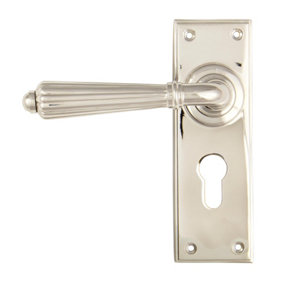 From The Anvil Polished Nickel Hinton Lever Euro Lock Set