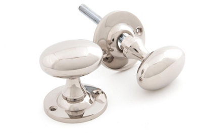 From The Anvil Polished Nickel Oval Mortice/Rim Knob Set