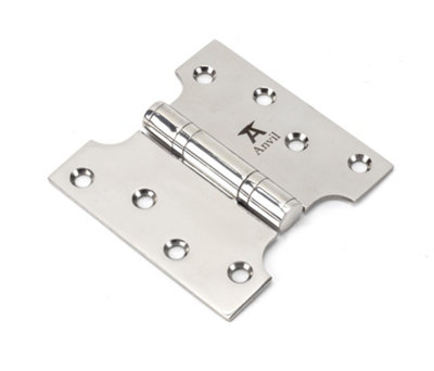 From The Anvil Polished SS 4 Inch x 2 Inch x 4 Inch  Parliament Hinge (pair)