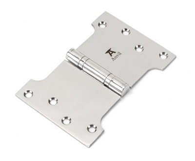 From The Anvil Polished SS 4 Inch x 4 Inch x 6 Inch  Parliament Hinge (pair)