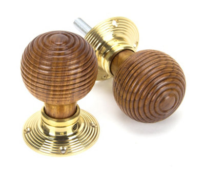 From The Anvil Rosewood & Polished Brass Beehive Mortice/Rim Knob Set