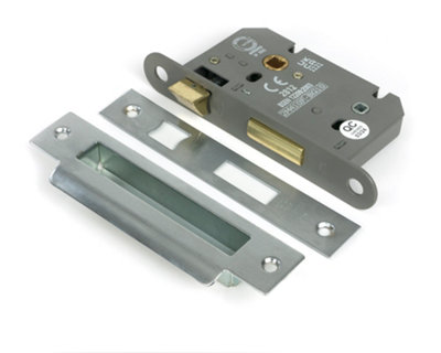 From The Anvil Satin Chrome 2 1/2" Heavy Duty Bathroom Mortice Lock