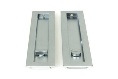 From The Anvil Satin Chrome 250mm Plain Rectangular Pull - Privacy Set