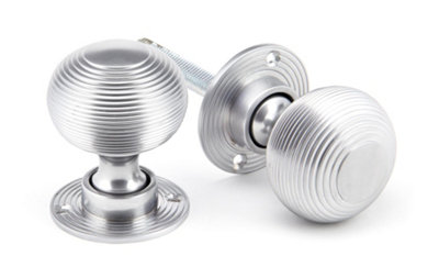 From The Anvil Satin Chrome Heavy Beehive Mortice/Rim Knob Set