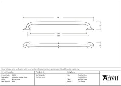 From The Anvil Satin Chrome Moore Pull Handle - Large