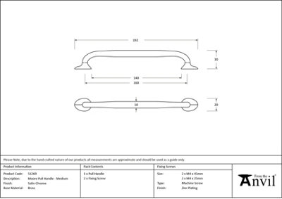 From The Anvil Satin Chrome Moore Pull Handle - Medium