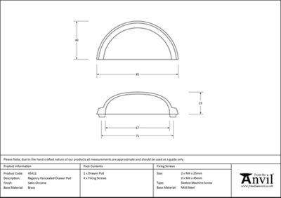 From The Anvil Satin Chrome Regency Concealed Drawer Pull