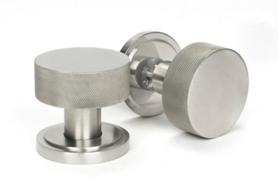 From The Anvil Satin Marine SS (316) Brompton Mortice/Rim Knob Set (Art Deco)