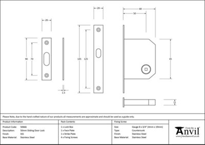 From The Anvil SSS 50mm Sliding Door Lock