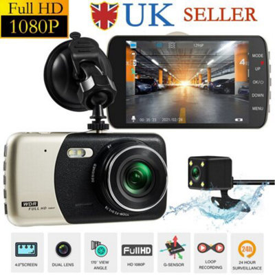 Front And Rear Camera HD Dash Cam 4" Dual Lens Car DVR Video Driving Recorder