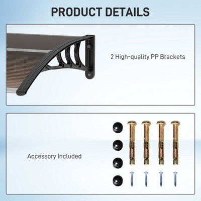 Front Door Canopy Outdoor Awning Aluminium Rigid Plastic Polycarbonate ...