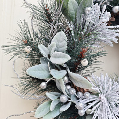 FRONT DOOR CHRISTMAS WREATH ARTIFICIAL XMAS WREATH WHITE GREEN