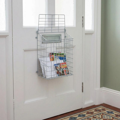 Front Door Letter Box Cage Post Mail Catcher Guard White- Extra Large