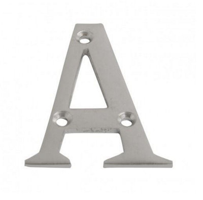 Front Door Numbers & Letters 'A' 65mm Satin Chrome