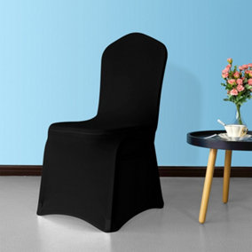 Front Flat Chair Cover for Wedding Decoration, Black - Pack of 10