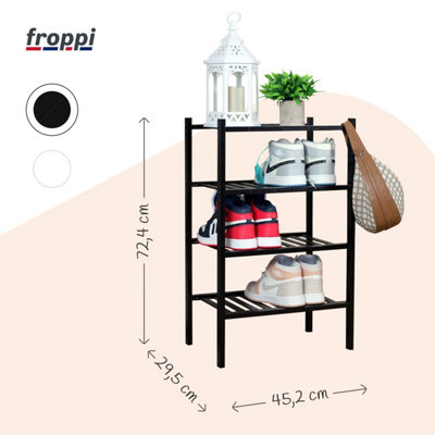 Froppi™ 4 Tier Shoe Rack for Shoe Storage, Black Bamboo Wooden Space ...