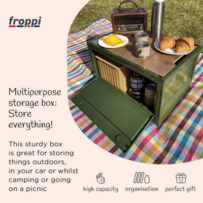 Froppi™ 45L Camping Storage Box, Green Plastic Large Storage Box with ...