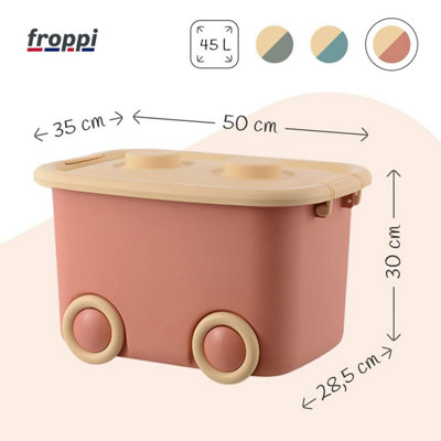 Froppi™ 45L Wheeled Storage Box, Pink Plastic Storage Box with Lid ...